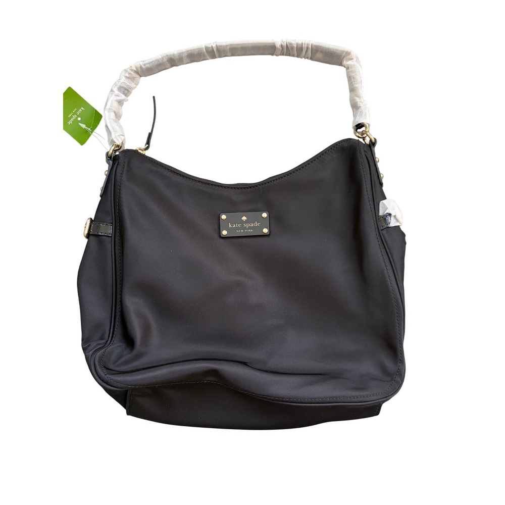 Kate Spade Finley Black Nylon Shoulder Bag WKRU2084 Hobo Gold Tone Hardware NEW
